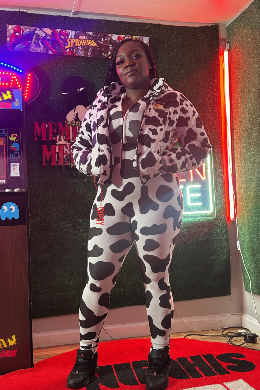 Rare Breed cow print jumpsuit