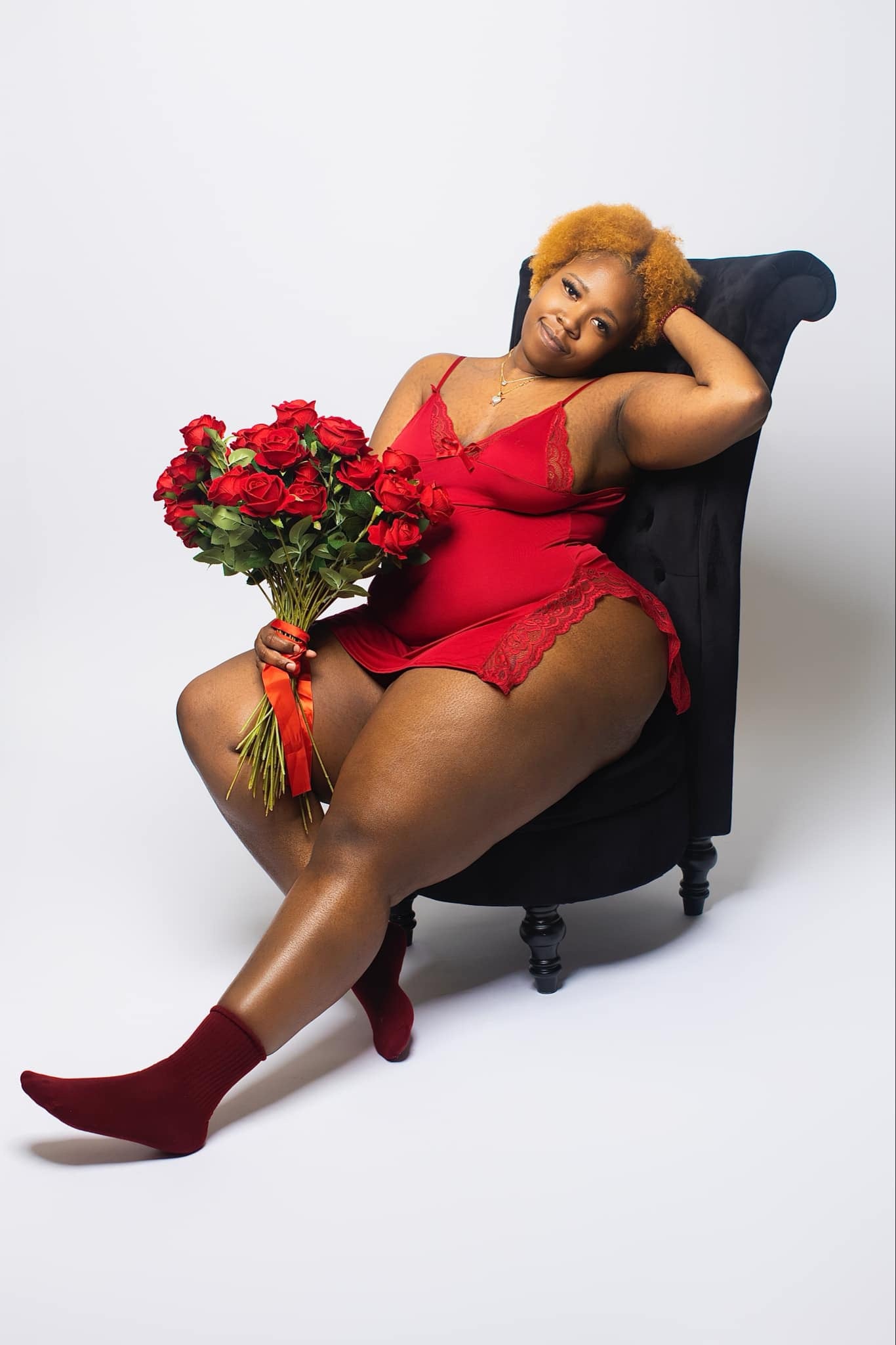 Naturally Sexy in Red Sleeping Gown