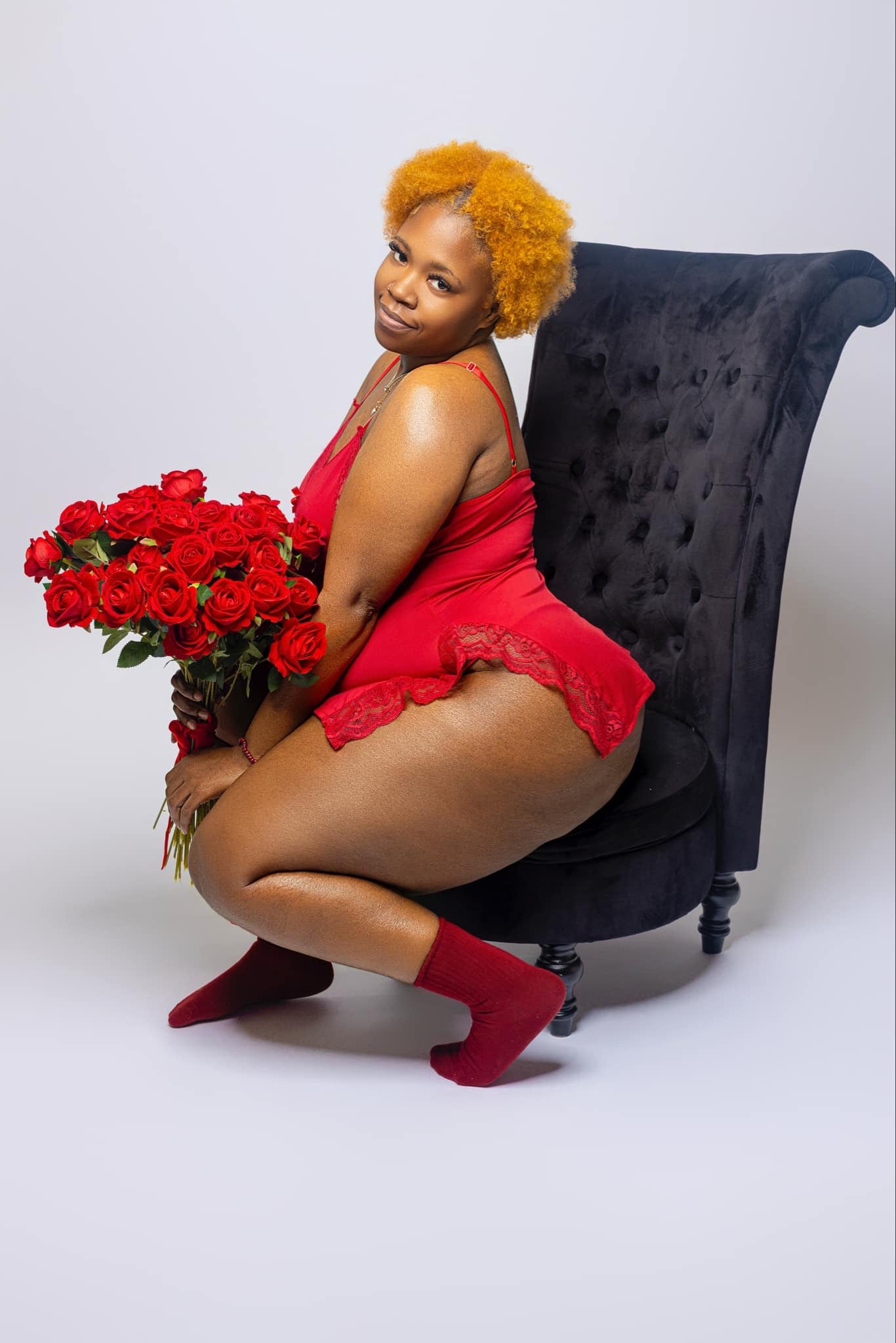 Naturally Sexy in Red Sleeping Gown